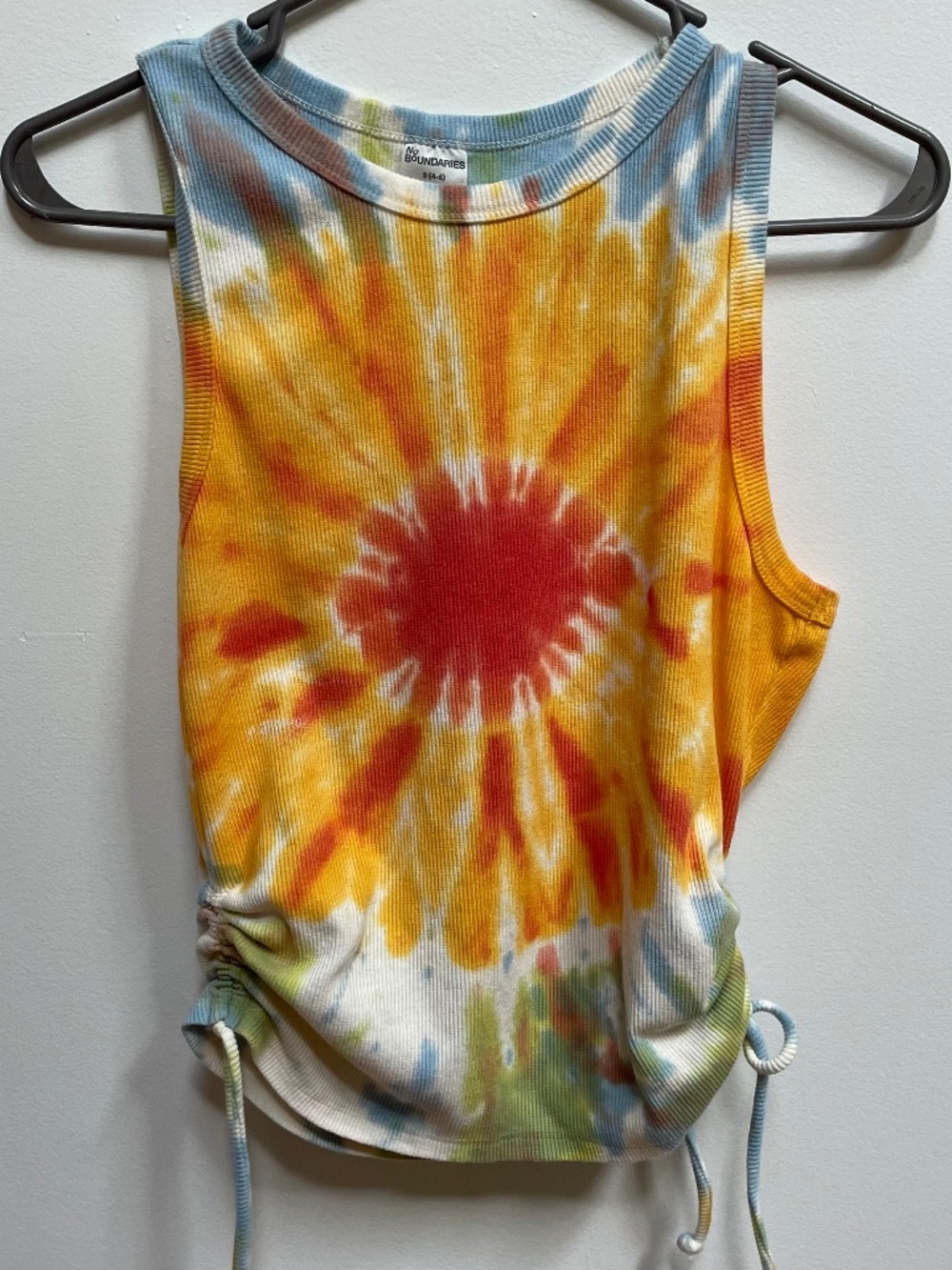 Tie-Dye Ribbed Tank Top with Adjustable Ruching